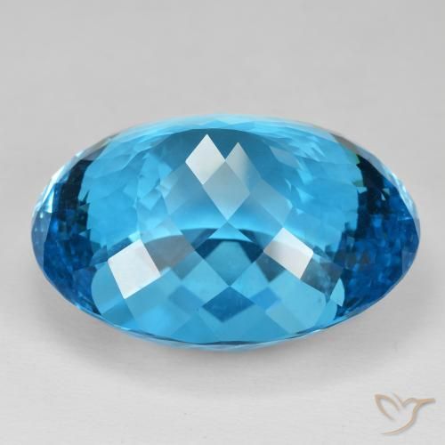 Topaze Bleu Suisse naturelle ovale, 137.38 ct, IF