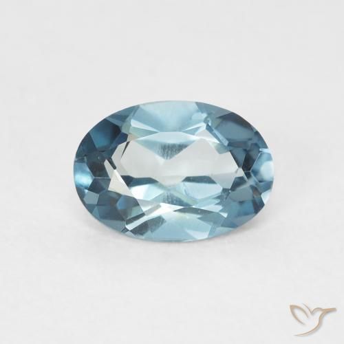 Topaze Bleu Londres naturelle ovale, 0.97 ct, VVS