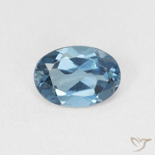 Topaze Bleu Londres naturelle ovale, 0.97 ct, VVS-VS