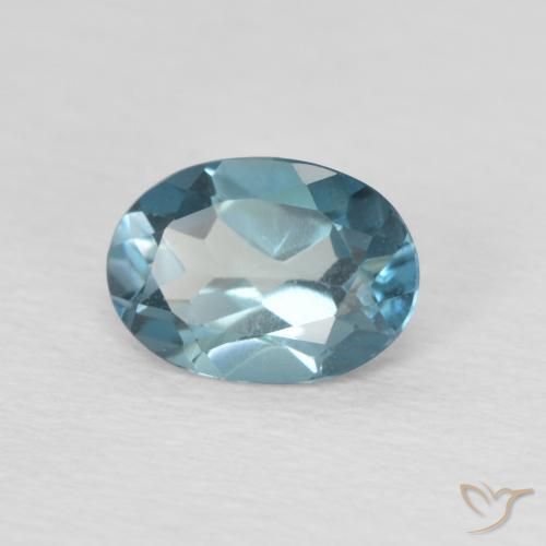 Topaze Bleu Londres naturelle ovale, 1.00 ct, VS