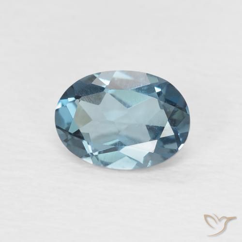 Topaze Bleu Londres naturelle ovale, 0.96 ct, VVS-VS