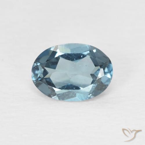 Topaze Bleu Londres naturelle ovale, 0.98 ct, VS