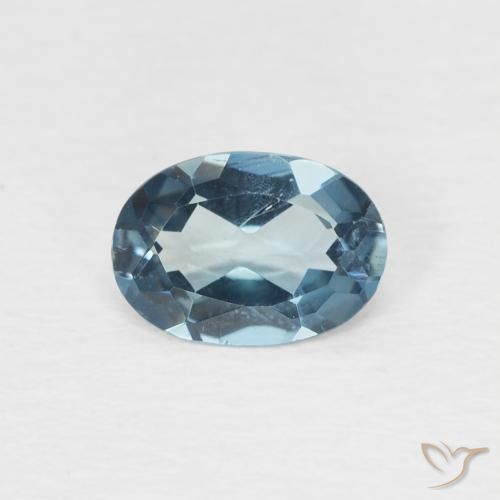 Topaze Bleu Londres naturelle ovale, 0.74 ct, VS