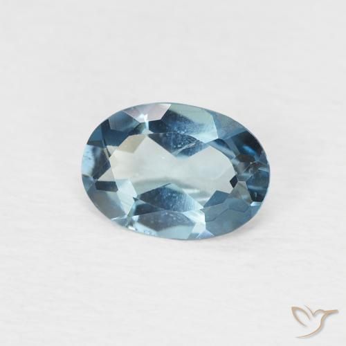 Topaze Bleu Londres naturelle ovale, 0.74 ct, VS