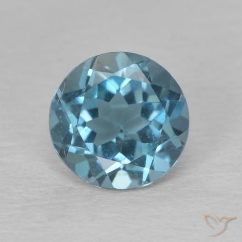 Topaze bleue naturelle coupe roude, 1,59 ct, VVS-VS