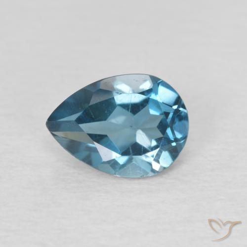 Topaze Bleu Londres naturelle En forme de poire, 0.93 ct, VVS-VS