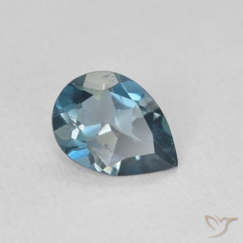 Topaze Bleu Londres naturelle En forme de poire, 0.77 ct, VVS-VS