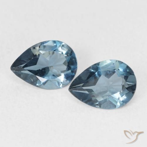 1.51ctw Naturel Bleu Londres Topaze, En forme de poire, VVS-VS