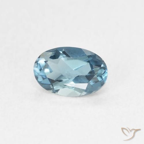 Topaze Bleu aquatique argent intense naturelle ovale, 0.63 ct, VVS