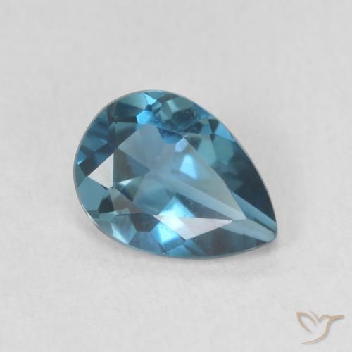 Topaze Bleu Londres naturelle En forme de poire, 0.77 ct, VVS