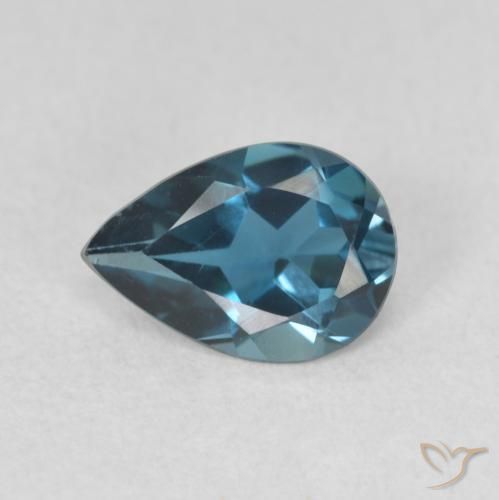 Topaze Bleu Londres naturelle En forme de poire, 0.68 ct, VVS-VS