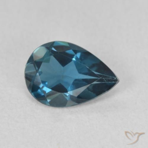 Topaze Bleu Londres naturelle En forme de poire, 0.68 ct, VVS-VS