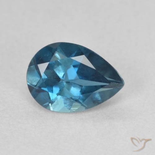 Topaze Bleu Londres naturelle En forme de poire, 0.80 ct, VVS-VS