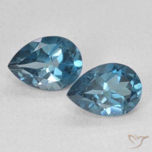 1.76ctw Naturel Bleu Londres Topaze, En forme de poire, VS