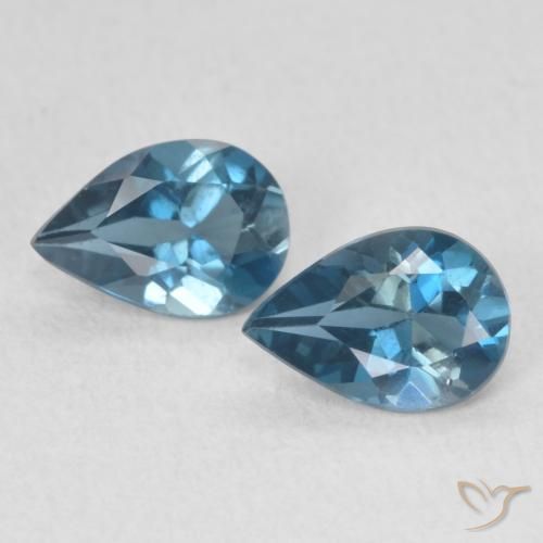1.23ctw Naturel Bleu Londres Topaze, En forme de poire, VS
