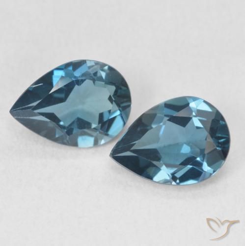1.47ctw Naturel Bleu Londres Topaze, En forme de poire, VS