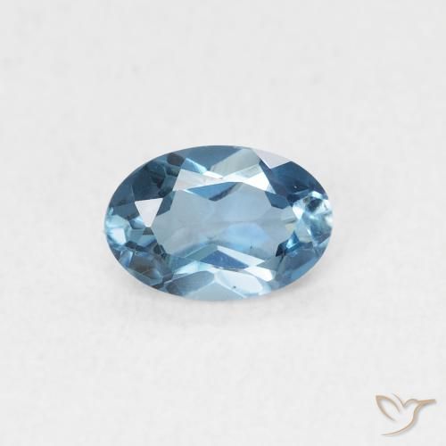 Topaze Bleu Londres naturelle ovale, 0.56 ct, VVS-VS