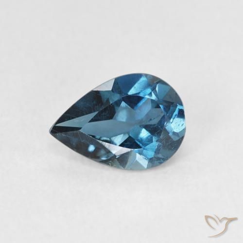 0.79ct Naturel Bleu Londres Topaze, En forme de poire, VS