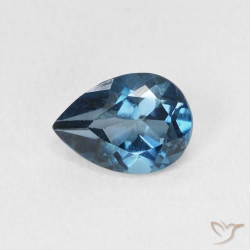 0.90ct Naturel Bleu Londres Topaze, En forme de poire, VS
