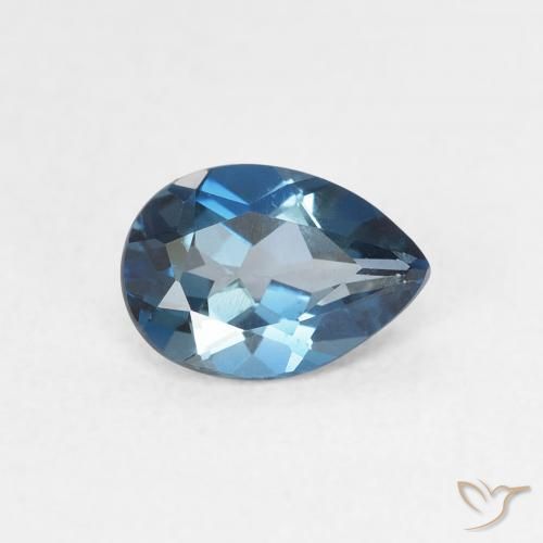 Topaze Bleu Londres naturelle En forme de poire, 0.89 ct, VVS-VS