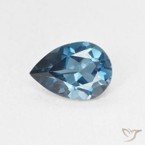 0.75ct Naturel Bleu Londres Topaze, En forme de poire, VVS-VS
