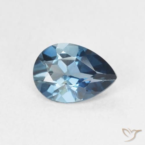 Topaze Bleu Londres naturelle En forme de poire, 0.82 ct, VVS-VS
