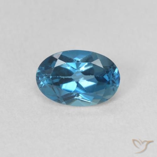 Topaze Bleu Londres naturelle ovale, 0.59 ct, VVS-VS