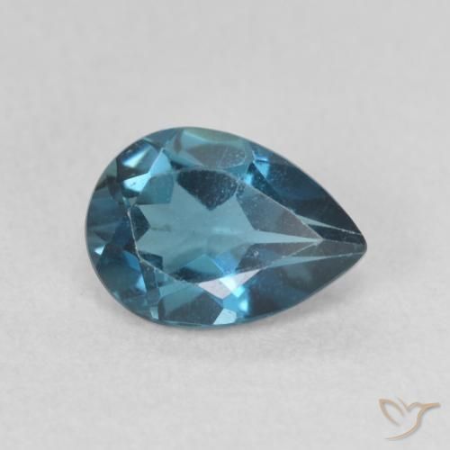 Topaze Bleu Londres naturelle En forme de poire, 0.83 ct, VVS-VS