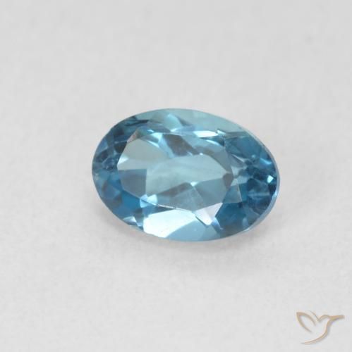 Topaze Bleu Londres naturelle ovale, 0.69 ct, VVS-VS