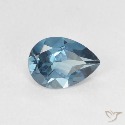 Topaze Bleu Londres naturelle En forme de poire, 0.76 ct, VVS-VS