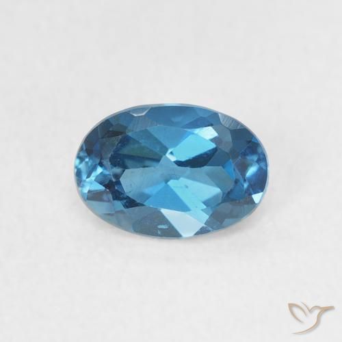 Topaze Bleu Londres naturelle ovale, 0.63 ct, VVS-VS