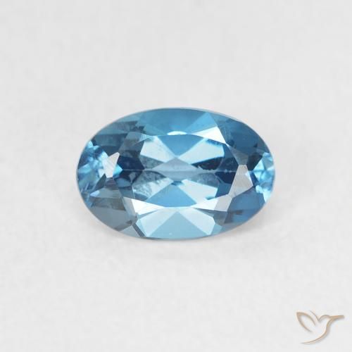 Topaze Bleu Londres naturelle ovale, 0.60 ct, VVS-VS