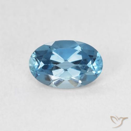 Topaze Bleu Londres naturelle ovale, 0.54 ct, VVS-VS