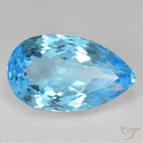 Topaze Bleu Suisse naturelle En forme de poire, 28.62 ct, VS