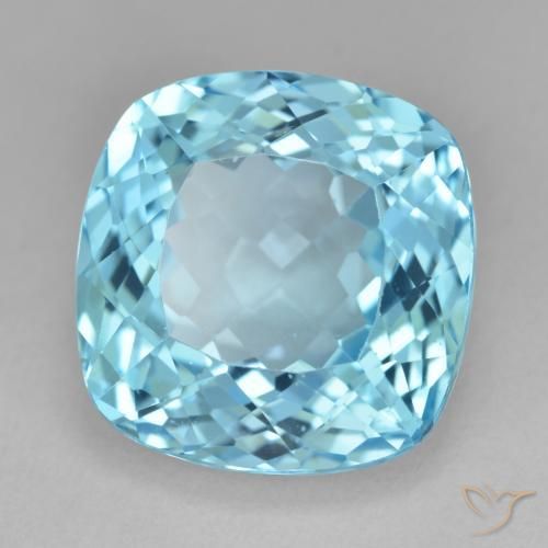 Topaze Bleu Suisse naturelle Coussin, 21.60 ct, VS