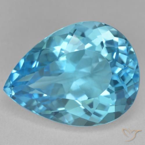 22.29ct Naturel Bleu Suisse Topaze, En forme de poire, VVS-VS