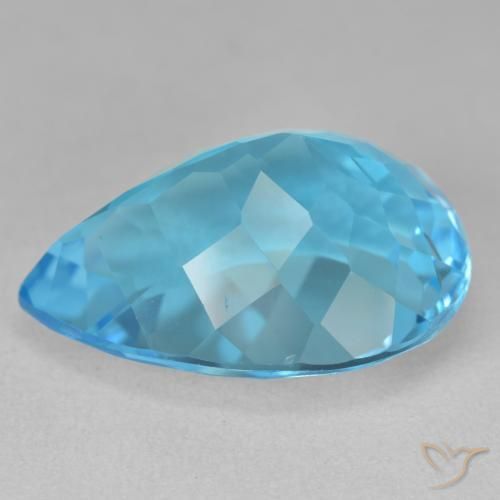 Topaze Bleu Suisse naturelle En forme de poire, 22.29 ct, VVS-VS