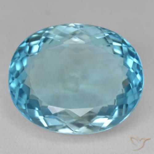 Topaze Bleu Suisse naturelle ovale, 23.45 ct, VVS-VS