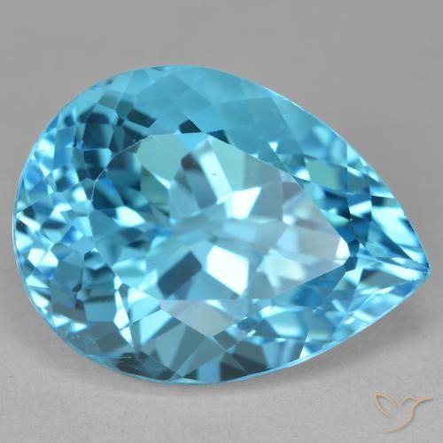 25.31ct Naturel Bleu Suisse Topaze, En forme de poire, VVS-VS