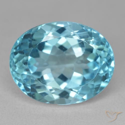 Topaze Bleu Suisse naturelle ovale, 21.53 ct, VVS-VS