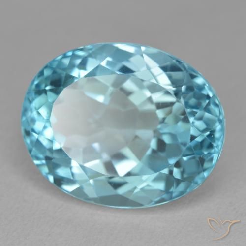 Topaze Bleu Suisse naturelle ovale, 21.53 ct, VVS-VS