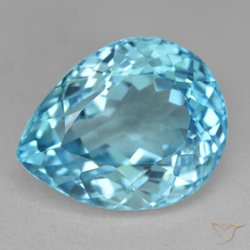 21.84ct Naturel Bleu Suisse Topaze, En forme de poire, VVS-VS