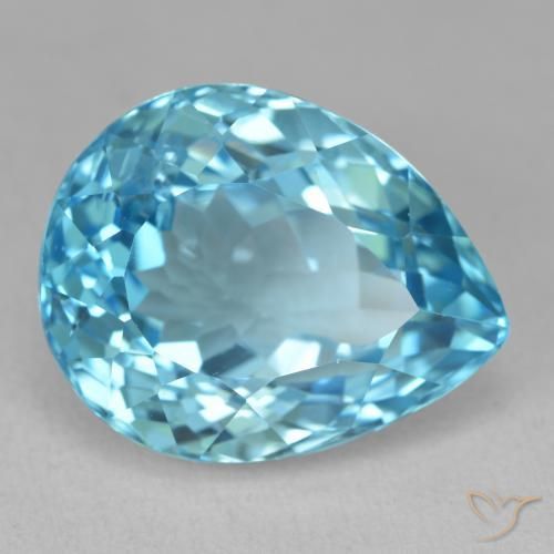 Topaze Bleu Suisse naturelle En forme de poire, 21.84 ct, VVS-VS