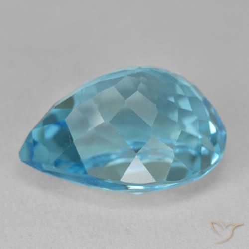 Topaze Bleu Suisse naturelle En forme de poire, 21.84 ct, VVS-VS