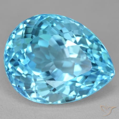Topaze Bleu Suisse naturelle En forme de poire, 27.19 ct, VVS
