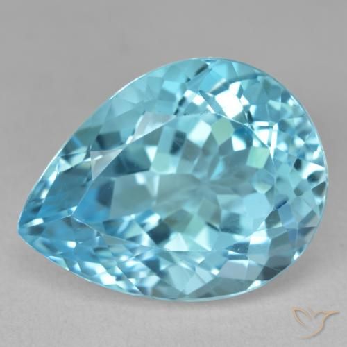 20.41ct Naturel Bleu Suisse Topaze, En forme de poire, VVS-VS