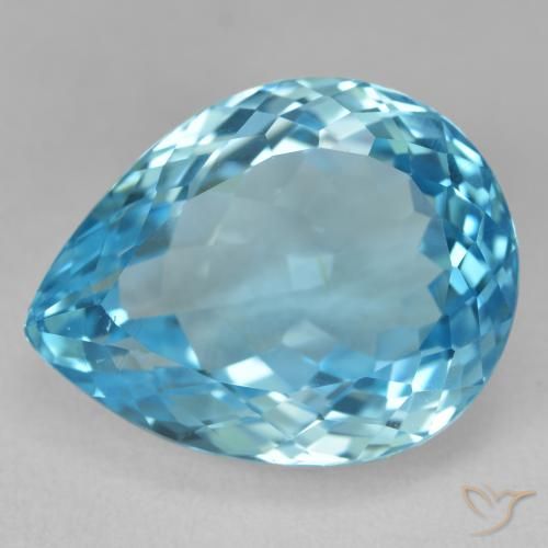 25.41ct Naturel Bleu Suisse Topaze, En forme de poire, VVS-VS