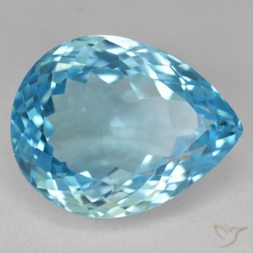 Topaze Bleu Suisse naturelle En forme de poire, 25.41 ct, VVS-VS