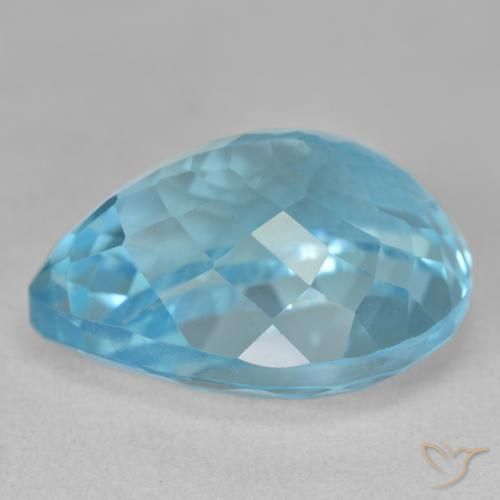 Topaze Bleu Suisse naturelle En forme de poire, 25.41 ct, VVS-VS
