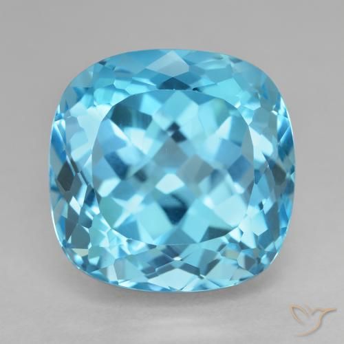 20.98ct Naturel Bleu Suisse Topaze, Coussin, VVS